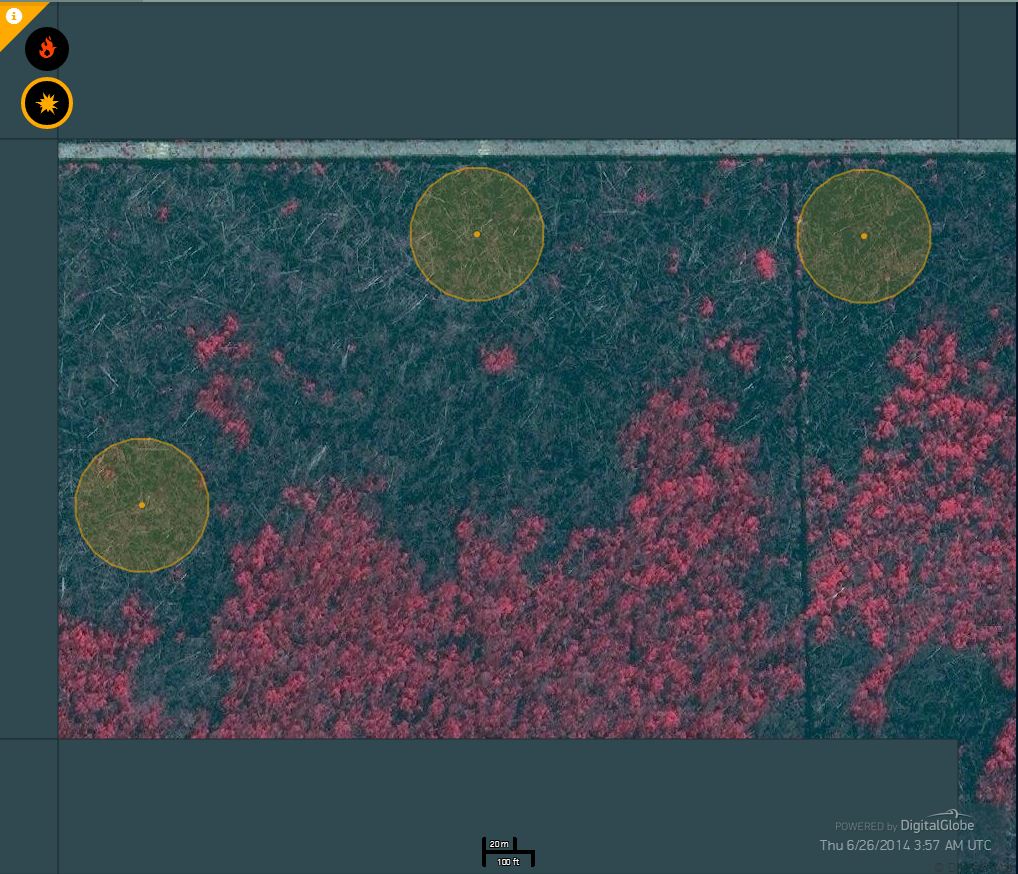 Imagery of tagged burn scars.