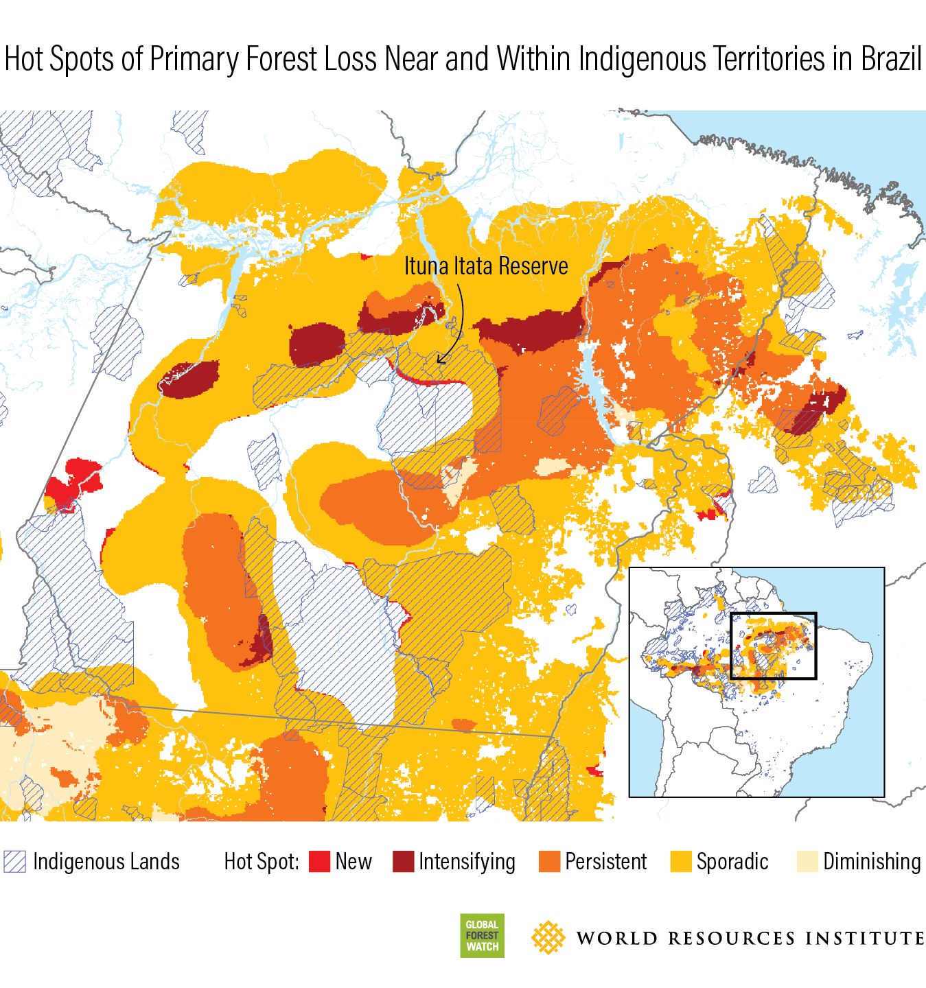 Hot Spots of Primary forest Loss Near and Within Indigenous Territories in Brazil