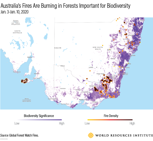 Fires by biodiversity significance