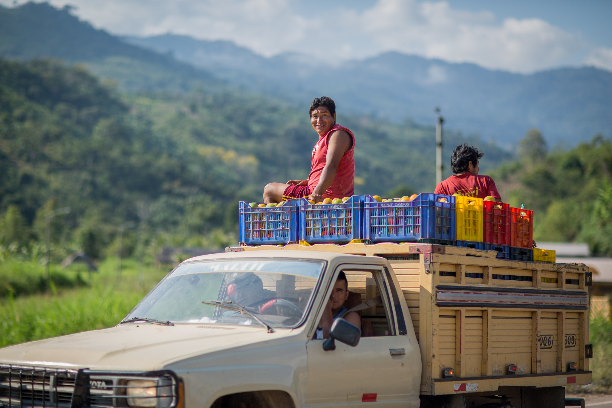 Part of the supply chain-- a citrus transport truck in Peru