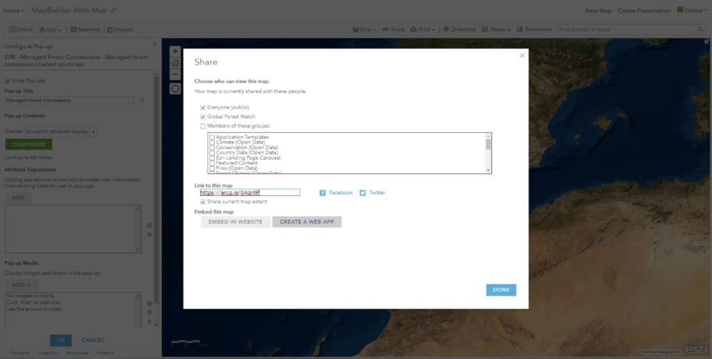 Create A Mapbuilder Application On Arcgis Online Help Center Gfw