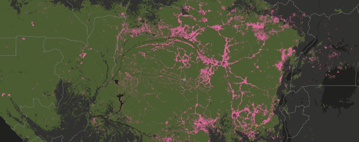 GLAD deforestation alerts in Central Africa, 2015-2020