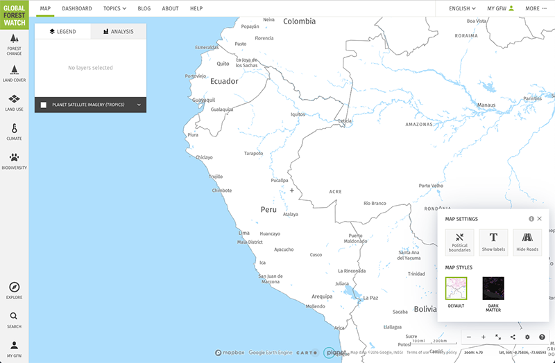 The “Default” World Topographic Map is useful for clearly visualizing ...