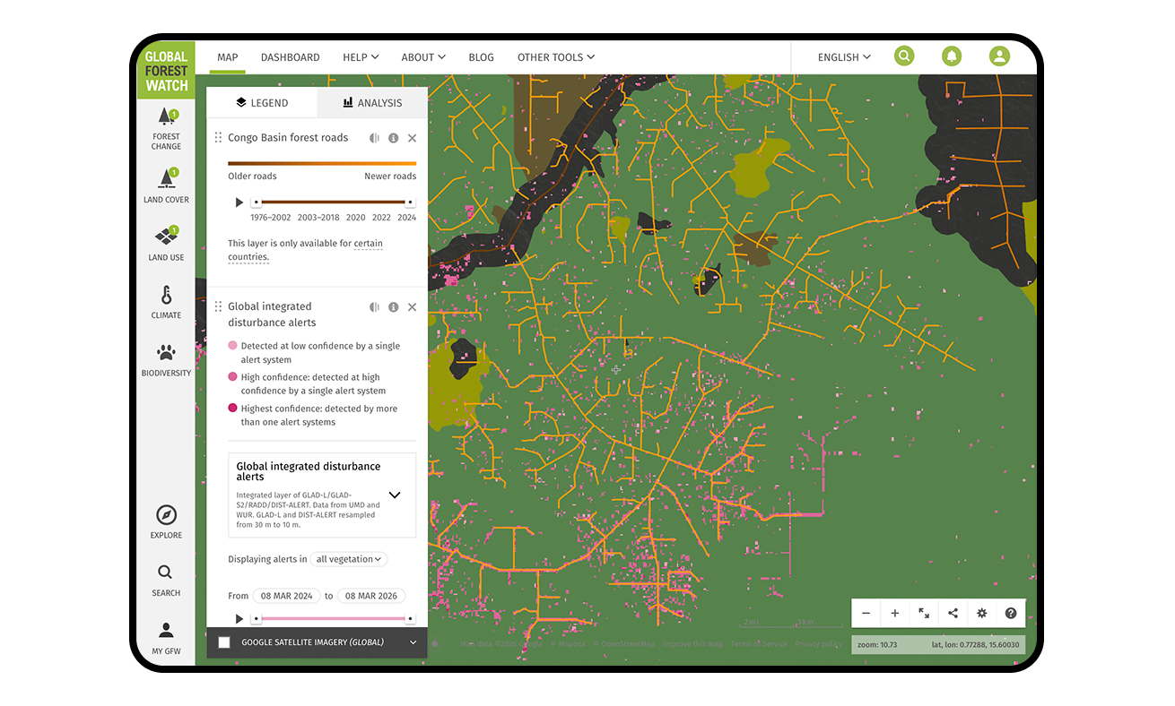 Screenshot of Forest roads in the Congo Basin in Republic of Congo